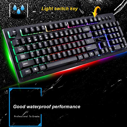 Kongqiabona-UK G20 USB Wired Mechanical Keyboard Gaming Keyboard Waterproof Suspended with led RGB Colorful Backlight For PC Computer Gamer