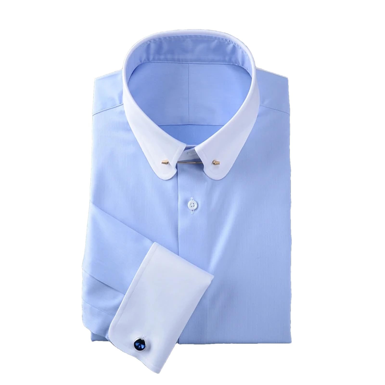 Camicia da Uomo a Maniche Lunghe con Polsini alla Francese, vestibilità Slim, in Cotone, per Uomo (001 L)
