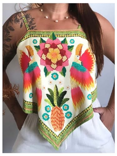 SweatyRocks Women's Tribal Floral Print Backless Camisole Tie Knot Sleeveless Vacation Boho Tops3