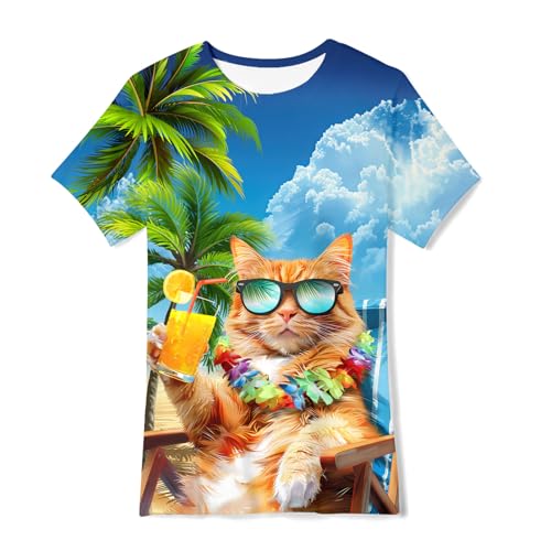 Kids Funny Graphic Polyester Colorful T Shirt for Boys Girls Size 4-14