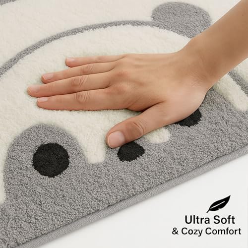 Image of Luxe Home Bath Mat Canada Panda Super Soft Anti Skid Slip Water Soak Washable Door Mats for Home, Bathroom Mat, Floor Mat, Kitchen Mat for Floor (40x60 cm) Grey