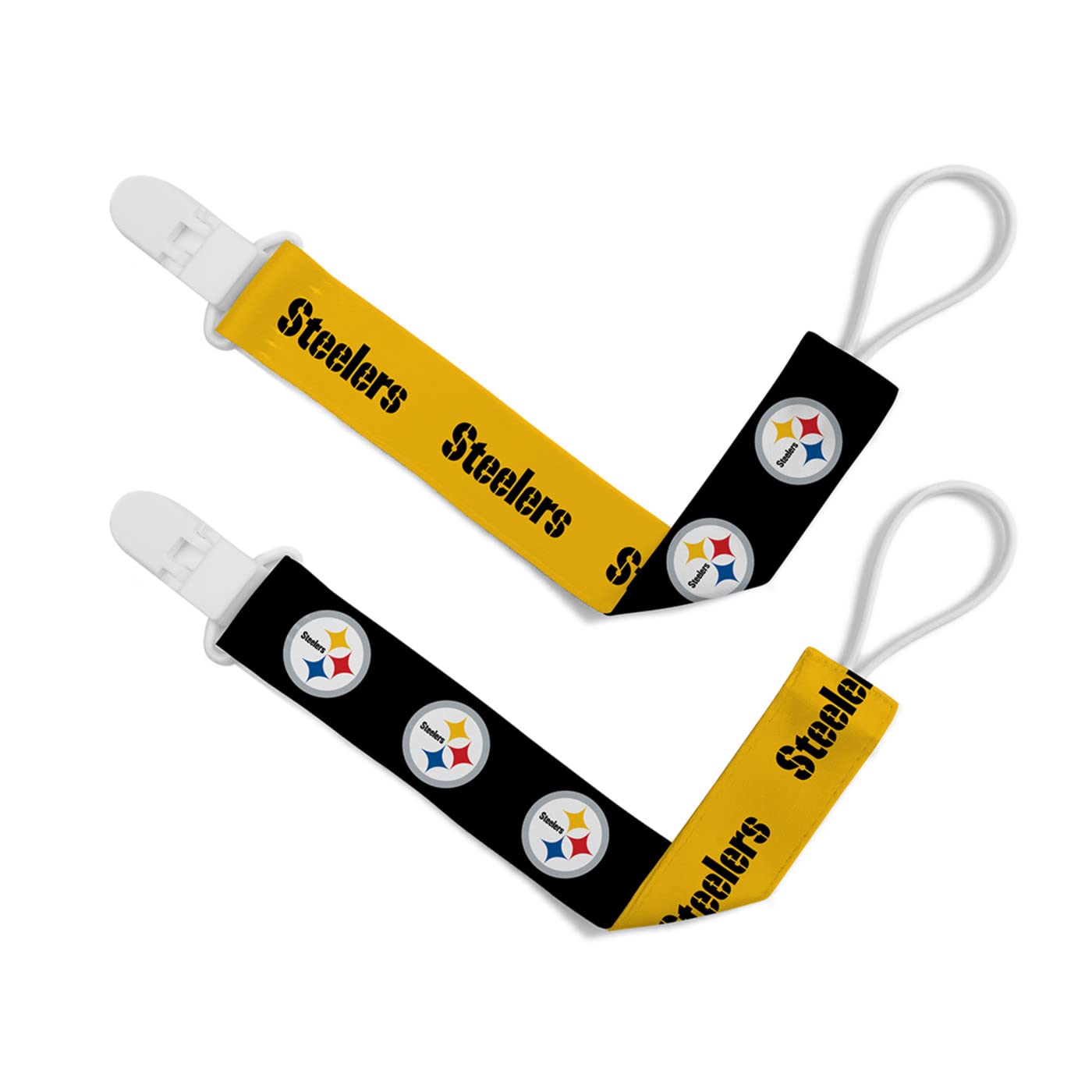 BabyFanatic Officially Licensed Unisex Pacifier Clip 2-Pack - NFL Pittsburgh Steelers - Officially Licensed Baby Apparel