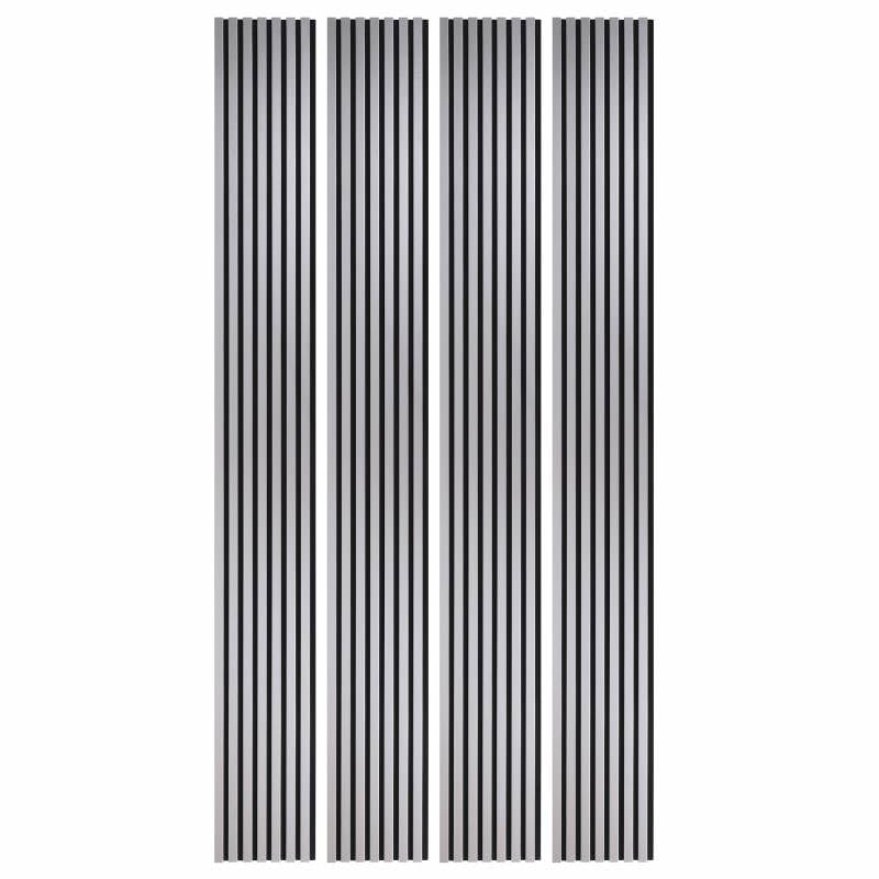 DECOON - Lote de 4 paneles listones de madera, 250 x 30 x 1,9 cm, aluminio/fieltro, negro, 3 m²