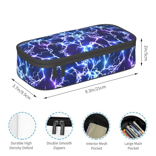 Image of Cool Blue Purple Electric Lightning Pencil Case Organizer Big Capacity Pencil Pouch Stationery With Zipper School Supplies Pencil Bag For Girls Boys Office, j56tsd