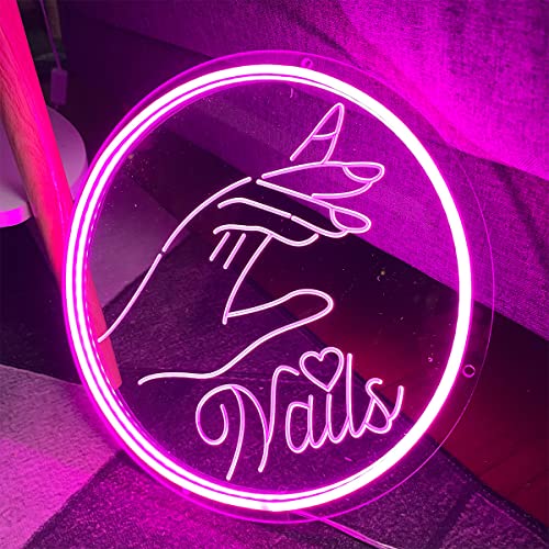 Image of NAILS Neon Sign For Spa Beauty Room Nail Brows Lashed Salon Studio 3D Art Carving Design LED Wall Decor Business Stores Logo Barber Shops Led Word Indoor Custom Neon Lights 5V USB Powered Pink 30x30cm
