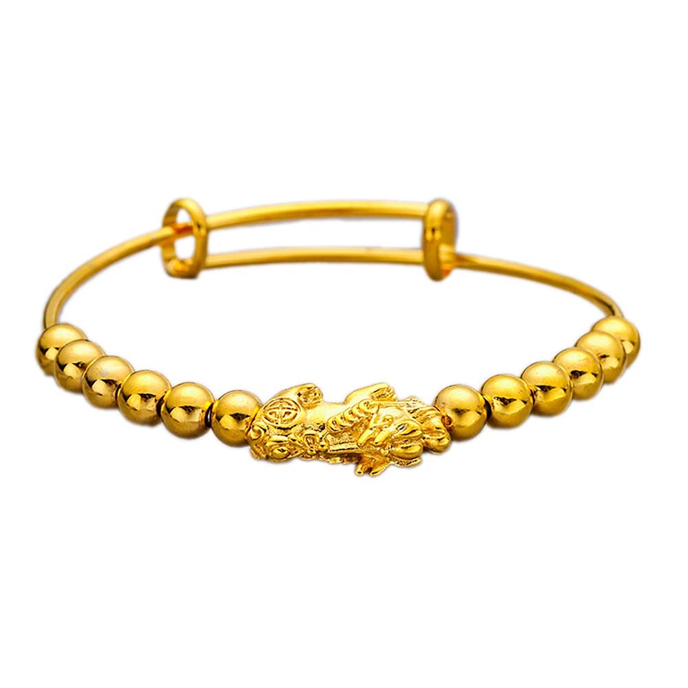 Pingyongchang Fabulous Wild Animal Bracelet Gold-Plated Female Fantasy Wild Animal Gold Beads Bangle Bracelet Push-Pull Fashion Adjustable Bracelet for Women Girls