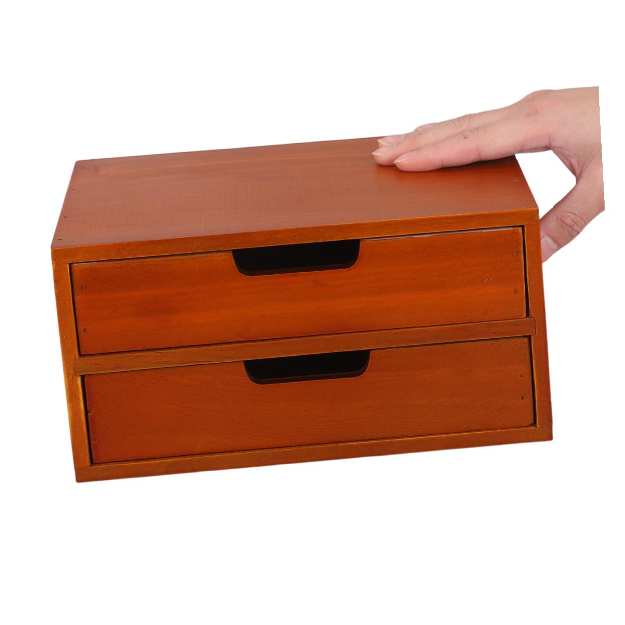 Housoutil Organizer da Scrivania in Legno con 2 Cassetti Scorrevoli Unità di Stoccaggio Compatta Salvaspazio per Ufficio e Casa Mobiletto Multiuso per Accessori e Documenti
