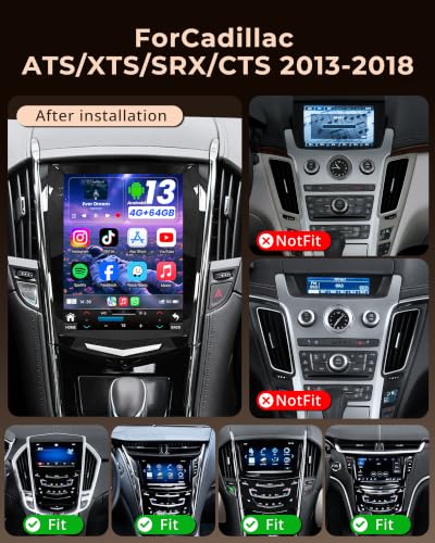 Image of [8Core 4GB+64GB] Car Radio for Cadillac ATS XTS SRX CTS 2013-2018 | 9.7'' HD Touch Screen Stereo with Carplay Android Auto 5GWiFi GPS Navigation Bluetooth AM FM DSP RDS SWC 1080P Backup Camera