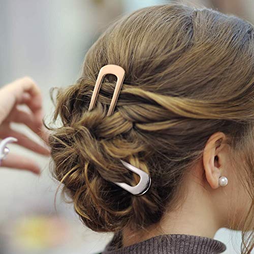 [2 Pack] Benefree U-Shape Hairpins, Bride Hair Accessories Hair Pins Clip Vintage Hair Stick,Hairstyle Chignon for Women Girls (Silver and Gold) - Thumbnail 7