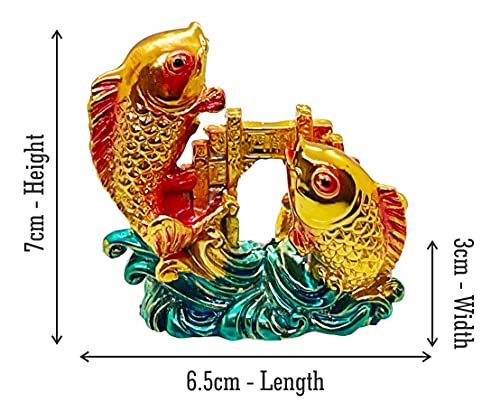 Image of Fengshui Exclusive Multicolor Small Size Polyresin Double Arowana Fish Showpiece for Office Decor, Home Decoration (AF-2563)