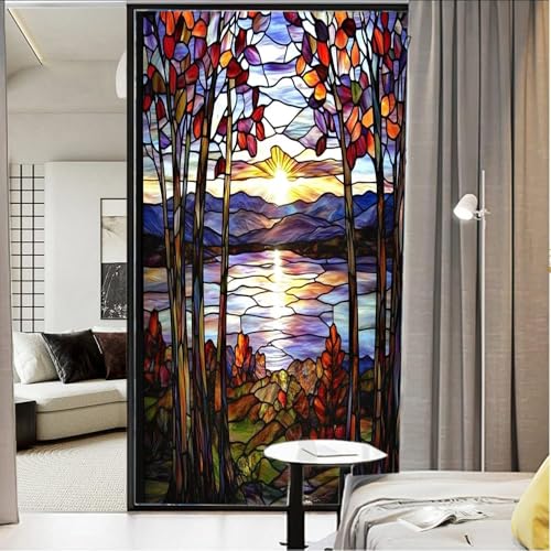 Vinilo para ventanas opaco estilo bosque rústico 35.4x63 in miniatura 3