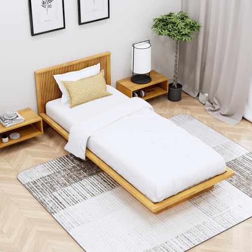 Image of Bniture Modern Low Height Single Size Bed Without Storage | Engineered Wood Platform Bed Designer Headboard | Bed King Size Wooden Cot Double Bed for Bedroom 3 Year Warranty (Giant Wood)
