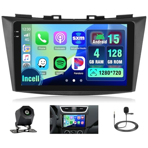 4+128G Android Autoradio pour Suzuki Ertiga 2012-2017 Suzuki Swift 2011-2017 sans Fil Carplay, 9 Pouces Incell écran Tactile pour Voiture avec Bluetooth...