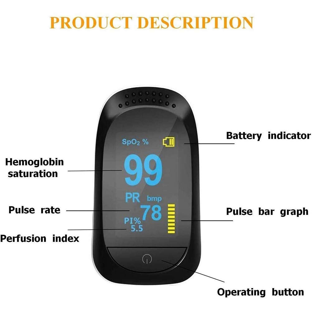 Pulsossimetro da Dito,Portatile Saturimetro con Display LED Ossigeno Saturimetro Monitoraggio Cardiofrequenza per Saturazione di Ossigeno e Frequenza del Polso