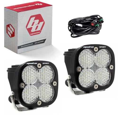 Baja Designs Squadron Sport Black LED Light Pods - 2 LED Lights with Wiring Harness (Work/Scene; Clear)