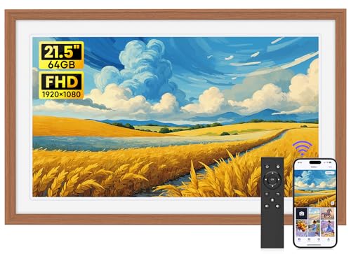 Uhale 21.5 Inch WiFi Digital Photo Frame with 64GB Memory 1920x1080 FHD Display Wooden Digital Picture Frame Remote Control Auto-Rotate Instant Sharing via Uhale App