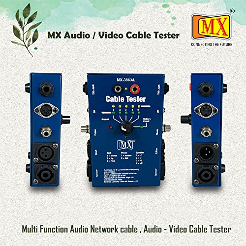 Image of MX Multi-Purpose Cable Tester | Portable Wire Checker for XLR, TRS, RCA, RJ45, USB Cables | LED Indicator Cable Analyzer for Studio & Field Use
