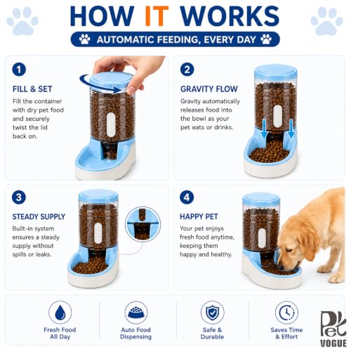 Image of PetVogue Pet Feeder Plastic Food Dispenser For Dogs & Cats,Self-Dispensing Pet Food Feeder Automatic Food Leakproof Dispener Bowl-3.8 ltrs - Pet Supplies, 35.6L x 17.8W x 17.8H Centimeter
