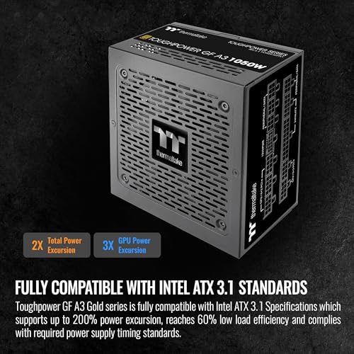 Image of Thermaltake Toughpower GF A3 1050W, True 600W 12V-2x6 Connectors on PSU & NVIDIA RTX 50 Series, ATX 3.1 /PCI-E 5.1, 80+ Gold, SLI /Crossfire Ready Power Supply, PS-TPD-1050FNFAGU-L, 10 Year Warranty