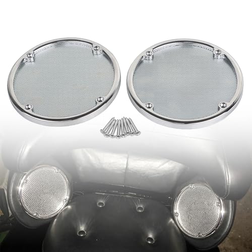 Image of Rear Speaker Trim Grills Mesh Covers For Harley Electra Glide 1996-2013 Street Glide 2006-2013 Ultra Limited FLHTK 2010-2013,Chrome Mesh+Chrome Trim