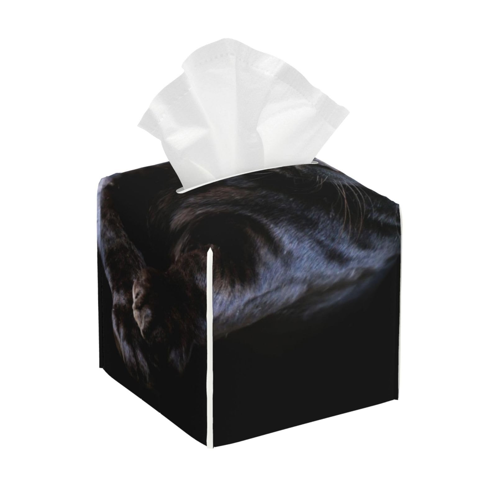 Black Leopard PVC Cube Tissue Pack for Home Office Bathroom Use