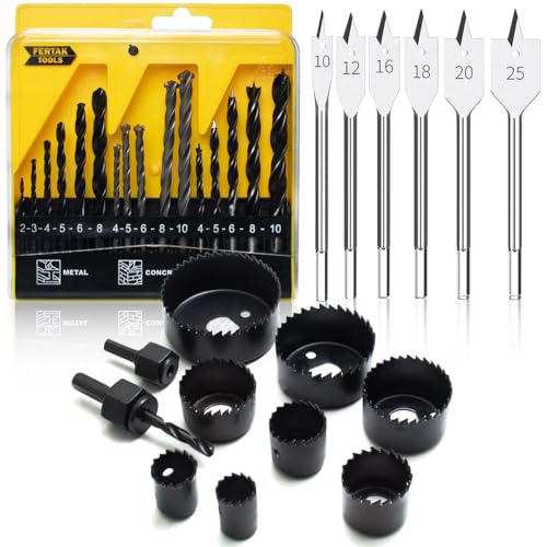 Kit Jogo Broca Concreto Madeira Ferro Serra Copo Broca Chata