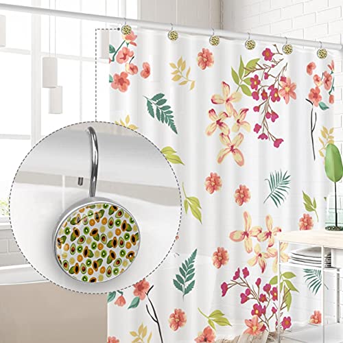 Crochets rideau de douche inox 12 pcs : fruits exotiques colorés pour salle de bain - 5