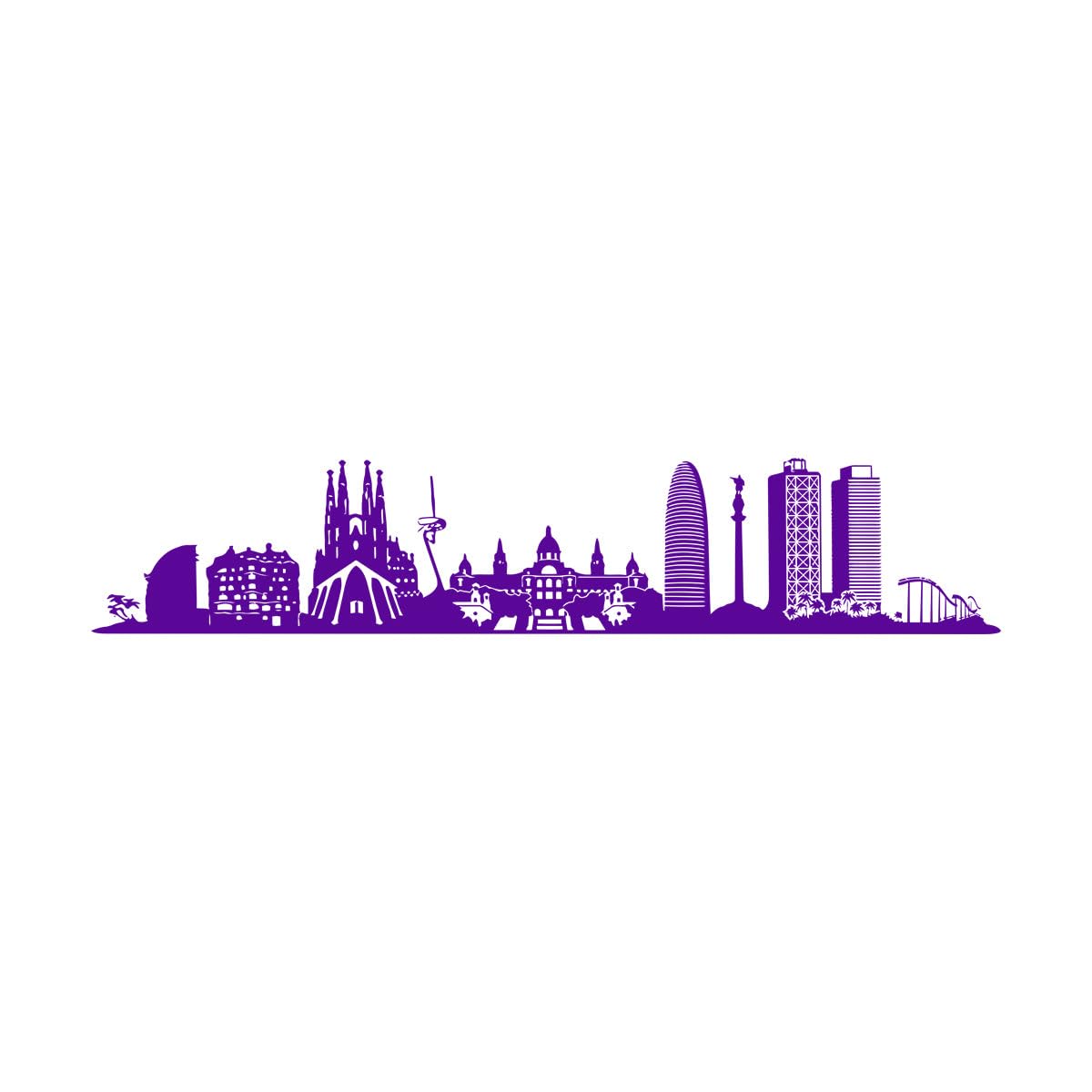 Spanish The Skyline of Barcelo na Wall Decal Living Room Bedroom Skyrim Urban City Wall Sticker Playroom Home Small - 11x56cm — image 1