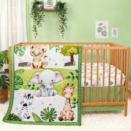 FIGEPO Baby Crib Bedding Set Safari Neutral Crib...