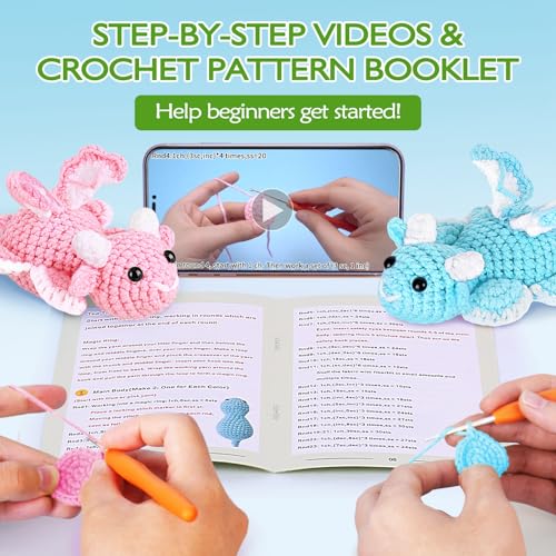 Image of Crochetta Beginner Crochet Kit with Step-by-Step Video Tutorials, Learn to Crochet for Adults & Kids, Knitting Craft Supplies, Hanging Plants Home Decor (40%+ Yarn)