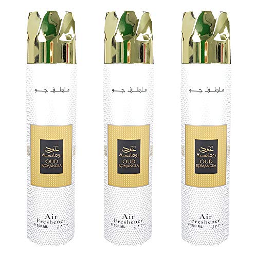 Ard Al Zaafaran Room Spray Air Fresheners Oud/Musk/Woody/Rose Scent Perfume for Home/Car/Office Pack of 3Pcs of 300ml Sprays from UAE (Oud Romancea)