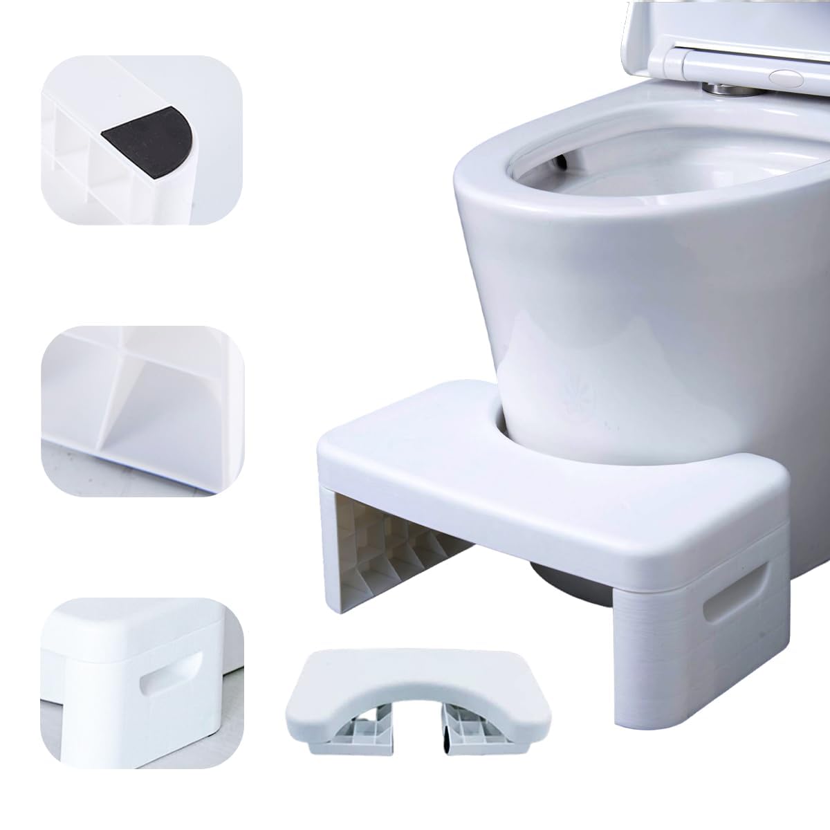 Tabouret de toilette multifonctionnel détachable, marchepied portable, adapté aux salles de bains à domicile, tabouret de toilette à la turque, pratique, compact, robuste et durable (blanc)