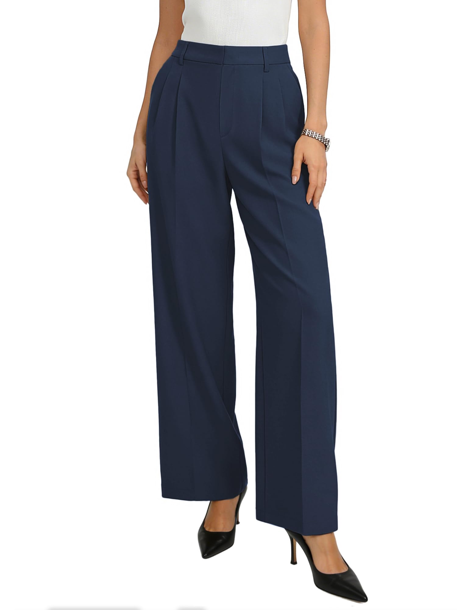 GRACE KARIN Anzughose Damen Elegante -Weite Stoffhose Hoch Taillierte- Business/Arbeit/Büro Outfit mit Taschen