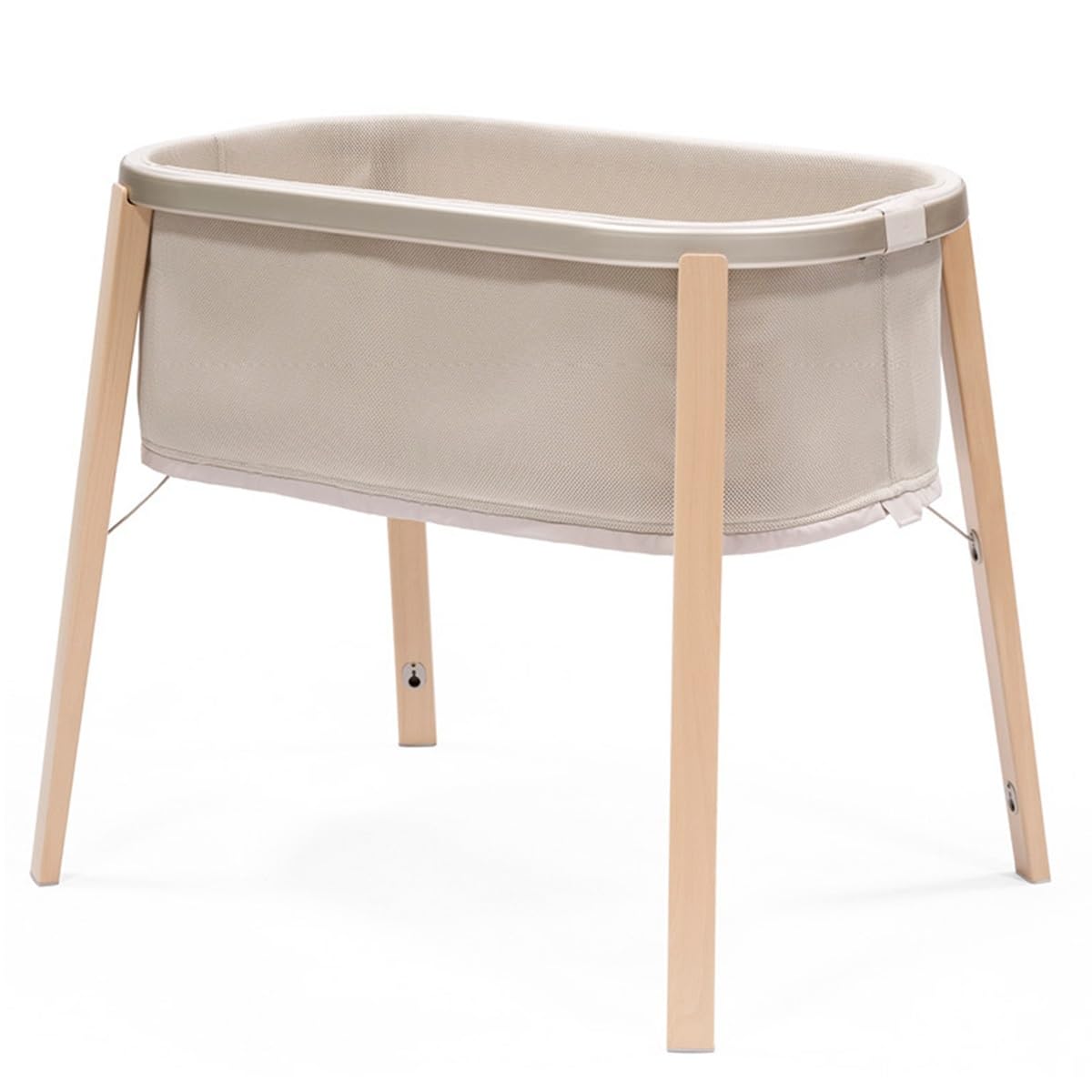 Stokke Snoozi Baby Crib Bed for Babies 0-9 Months - Lightweight, Sturdy & Easy to Assemble - Includes Mattress - Sandy Beige
