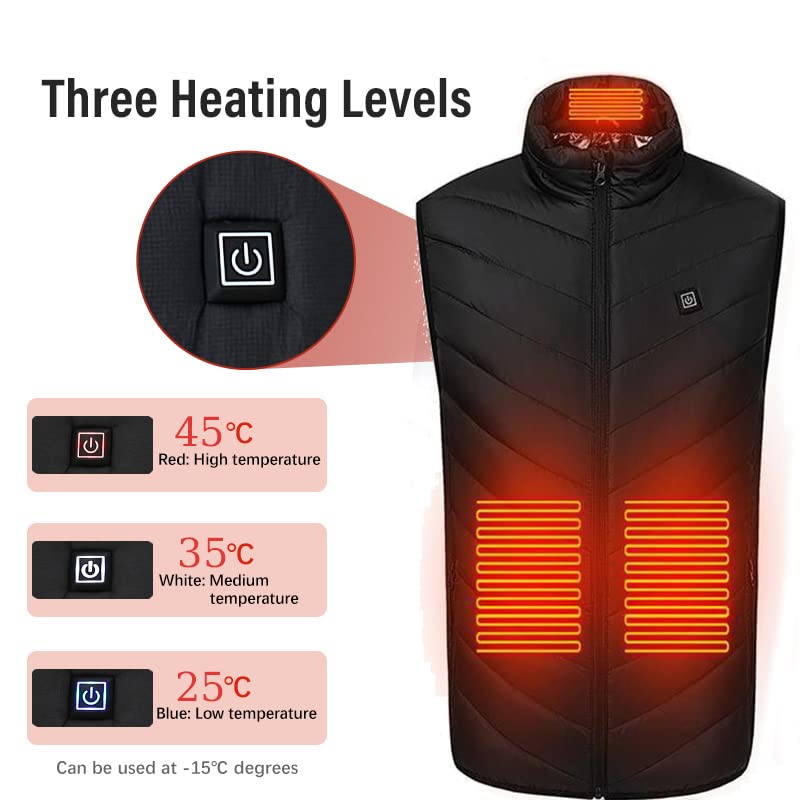 scosao Unisex Heated Vest with 9 Heating Zones,USB Electric Heated Jacket for Men Women Heated Clothing with 3 Heating Levels2
