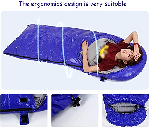 Sac de couchage 800g bleu isolant avec sac compression ultra compact
