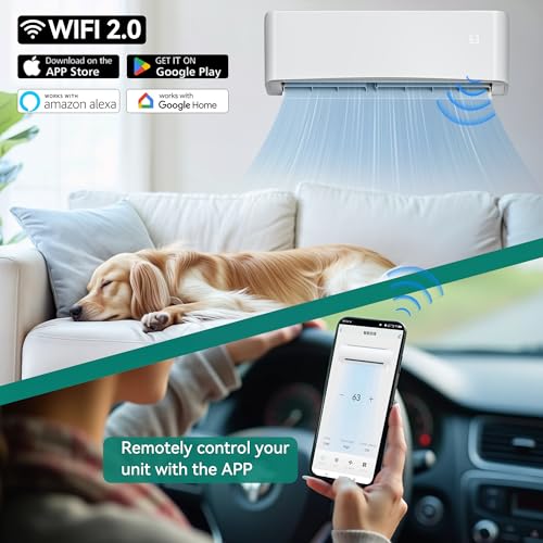 Image of YITAHOME 9000 BTU Mini Split AC /Heating System, Ductless Split Unit AC and Heat, 115V 19 SEER2 Energy Efficient Inverter Air Conditioner, Wifi Enabled Compatible with Alexa Cool Up to 450 Sq. Ft