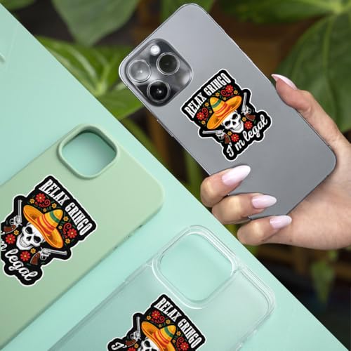 Image of 3Pcs Relax Gringo Im Legal Sticker, Relax Gringo I'm Legal Sticker for Car, Relax Gringo Calcomanias De Mexico Funny Immigrant Calcomanias Mexico Mexican Cactus Stickers for Truck Car Helmet (N6)