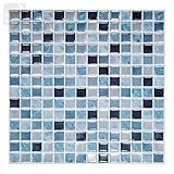 Tic Tac Tiles Peel and Stick Self Adhesive Removable Stick On Kitchen Backsplash Bathroom 3D Wall Sticker Wallpaper Tiles in Square Designs (Maple & Sea) (5, Sea)