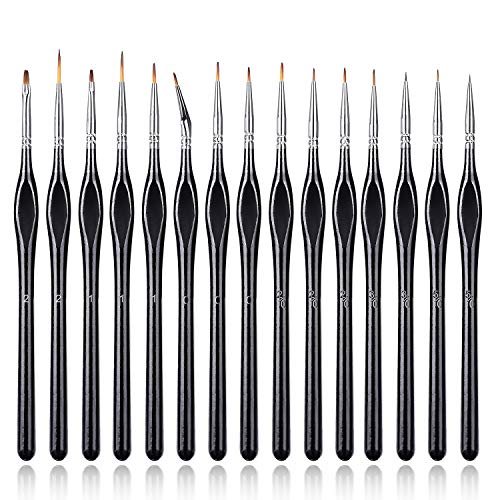 Detail Paint Brush Set,15pcs Fine Miniature Paint Brushes with Ergonomic Triangular Handle,Small Detail Paint Brushes Perfect for Acrylic, Watercolor Oil Face Craft Model Painting