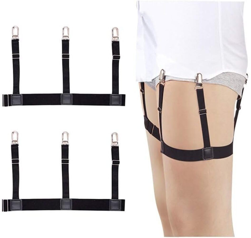 levot Shirt Stays For Men, Adjustable Elastic Shirt Suspenders Holder, Shirts Holder Securing Position With Non-Slip Locking Clamps For Businessmen (Black)-picture-50