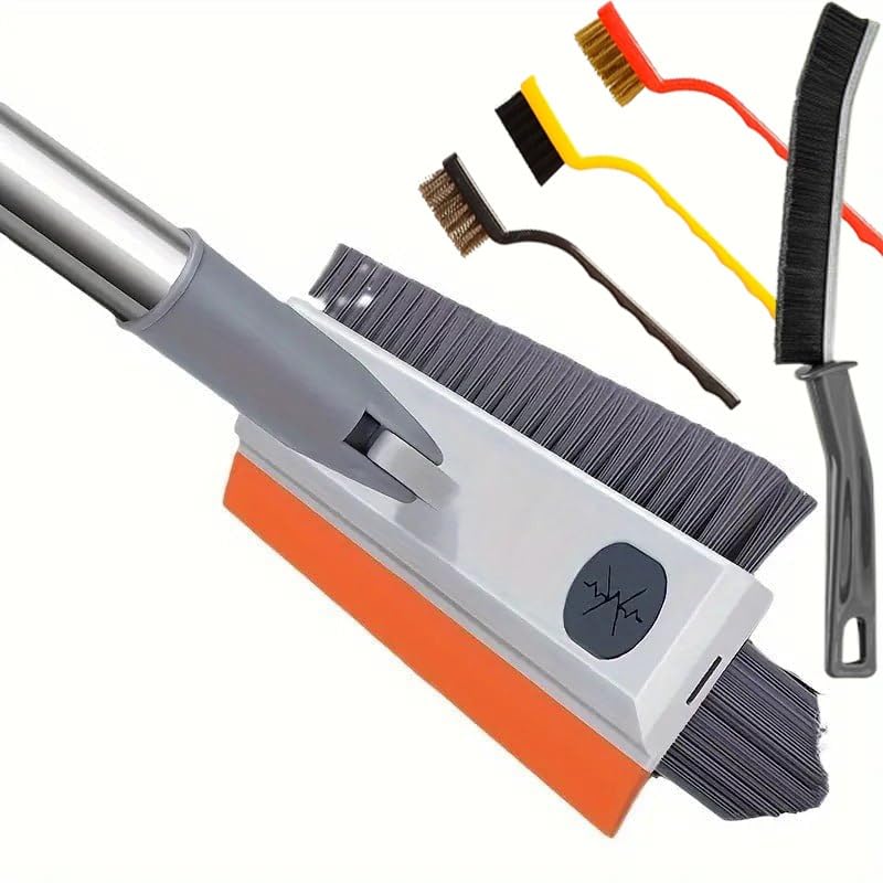 Multipurpose Cleaning Brush Set for Bathroom, Kitchen & Floor | 3-in-1 Tile & Grout Scrubber with Extendable Handle | Hard Bristles & Mini Wire Brushes for Deep Cleaning-image-15