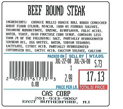 Cas Lst-8020 Printing Scale Label, 58 X 60 Mm, Upc/Ingredients 12 Rolls Of 500 Labels #TOP2