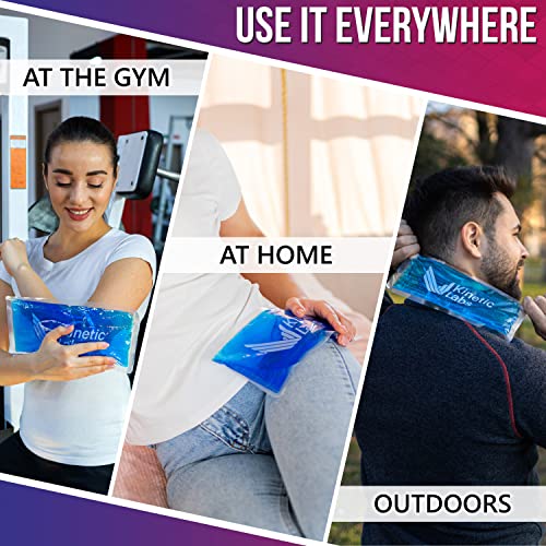Image of Reusable Gel Ice Packs for Injuries by Kinetic Labs (2 Pack) - Hot Cold Packs for Injuries 11 inch x 5.3 inch - Flexible Ice Packs for Back Head Knee Shoulder Neck Ankle Elbow Feet Headaches Surgery (Large)