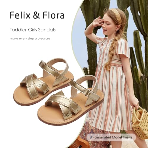 Image of Felix & Flora Toddler Girl Sandals - Little Girl Easter Dress Shoes Lightweight Open Toe Beach Holiday Flats