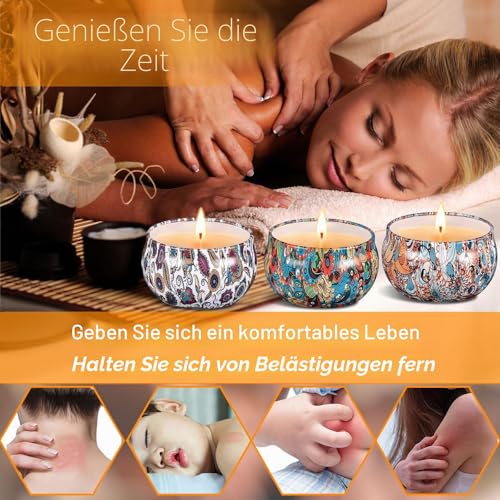 Duftkerze Set,16 Teiliges Natürliches Sojawachs Duftkerzen Set,Aromatherapie Kerzen,Tragbare Reisekerzen Entspannung Geschenk für Frauen Geburtstag,Weihnachten, Yoga, Massage – Bild 5