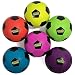K-Roo Sports Atomic Athletics 6 Pack of Neon Rubber Playground Soccer Balls - Youth Size 4, 8" Balls with Air Pump and Mesh Storage Bag