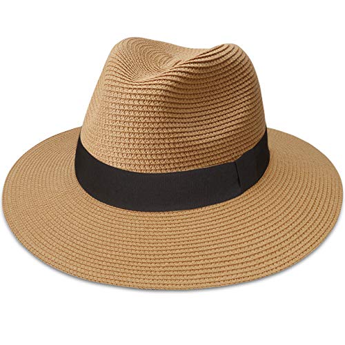 MAYLISACC Sombrero de Panamá Unisex Sombrero de Paja Sombrero de Verano Sombrero de Playa de Fedora...