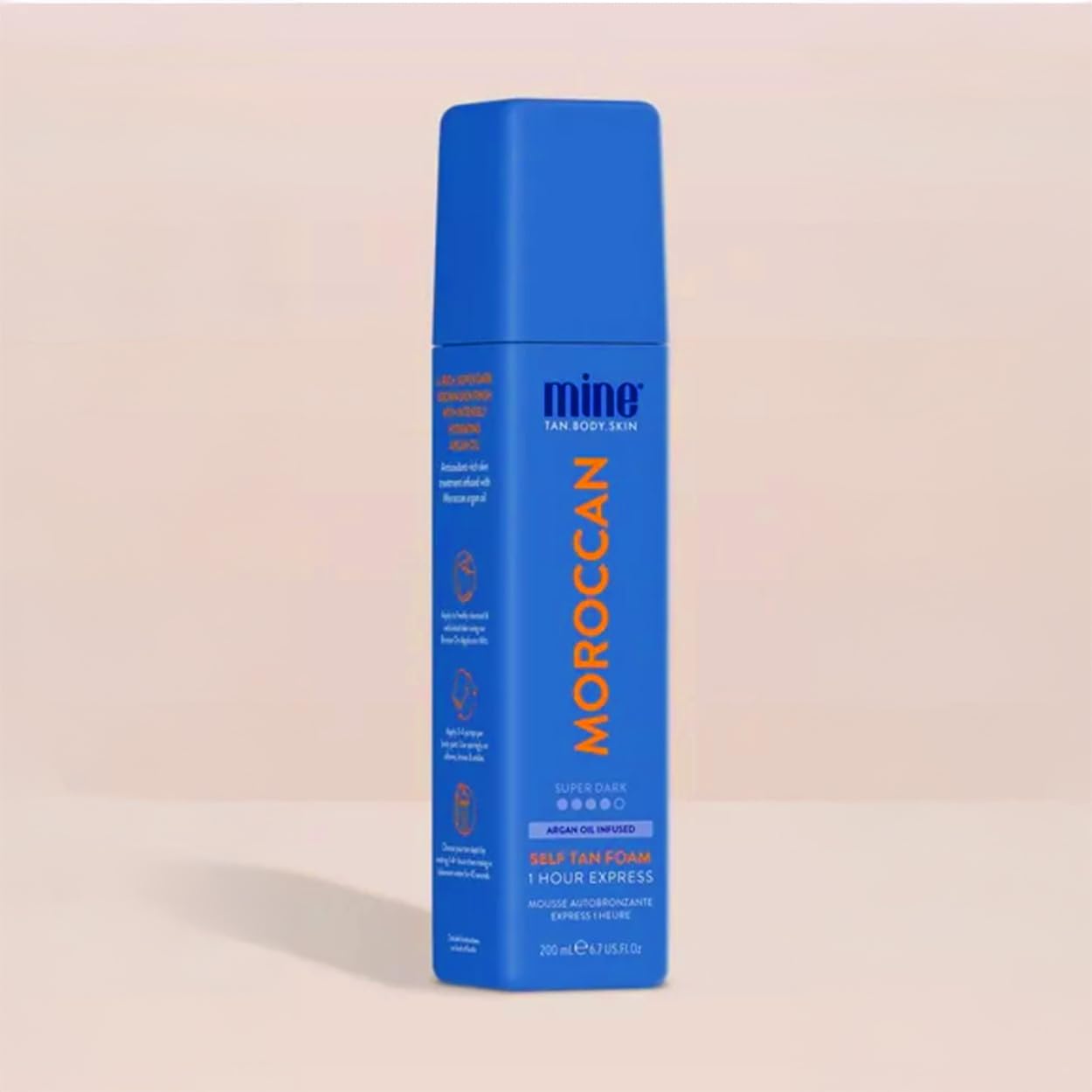 MineTan Mousse Autobronzante Moroccan | Collection de Traitements de Bronzage – 1 Heure Instant Express, Un Brun Riche, Très Intense, pour le Visage et le Corps, Hydratante, Sans Tons Orangés