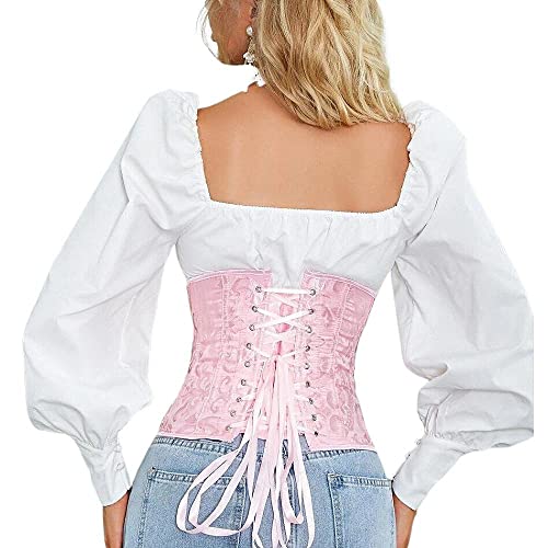 Corset Corselet Cinta Modeladora Redutora Underbust Linha Floral Rosa Claro M637